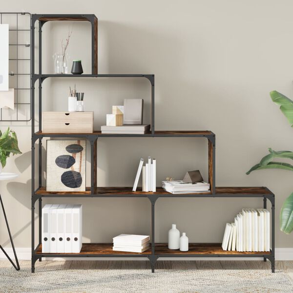 vidaXL Boekenkast 4-laags 139x33,5x149 cm bewerkt hout gerookt eiken