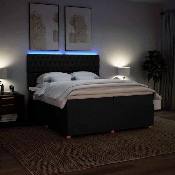 vidaXL Boxspring met matras stof zwart 200x200 cm