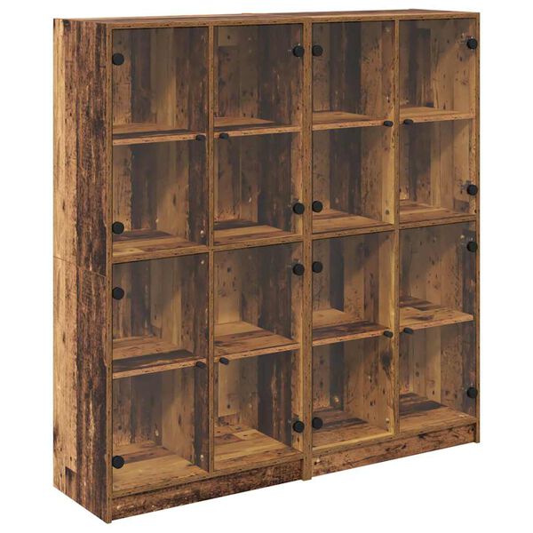 vidaXL Highboard 2 pcs Oud Hout 68 x 37 x 142 cm Bewerkt hout