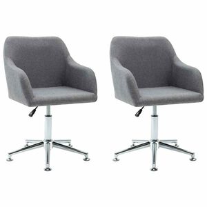 vidaXL Eetkamerstoelen draaibaar 2 st stof lichtgrijs