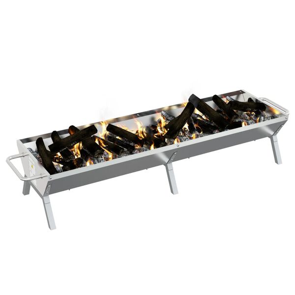 vidaXL Barbecueplaat 158x42x31 cm roestvrij staal zilverkleurig