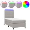 vidaXL Boxspring met matras en LED stof lichtgrijs 90x200 cm