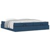 vidaXL Bedframe met matras met matras 2 pcs Blauw Stof