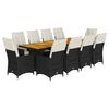 vidaXL 11-delige Bistroset met kussens poly rattan zwart