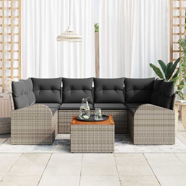 vidaXL Tuin Sofa Set 7 pcs Grijs