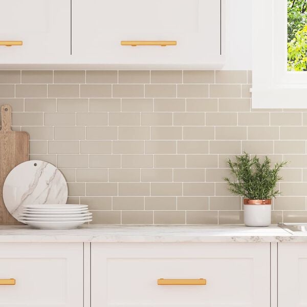 vidaXL Subway Tegel 10 pcs Beige 29.4 x 21.4 cm Polyurethaan en PET