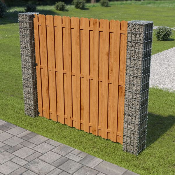 vidaXL Schuttingpaneel met gabion palen 180x180 cm grenenhout