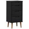 vidaXL Ladekast MOLDE Zwart 40 x 35 x 82 cm Massief grenenhout
