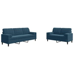 vidaXL 2-delige Loungeset met kussens en bolsters fluweel blauw