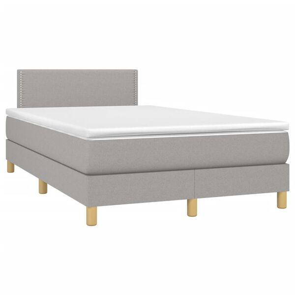 vidaXL Boxspring met matras stof lichtgrijs 120x190 cm