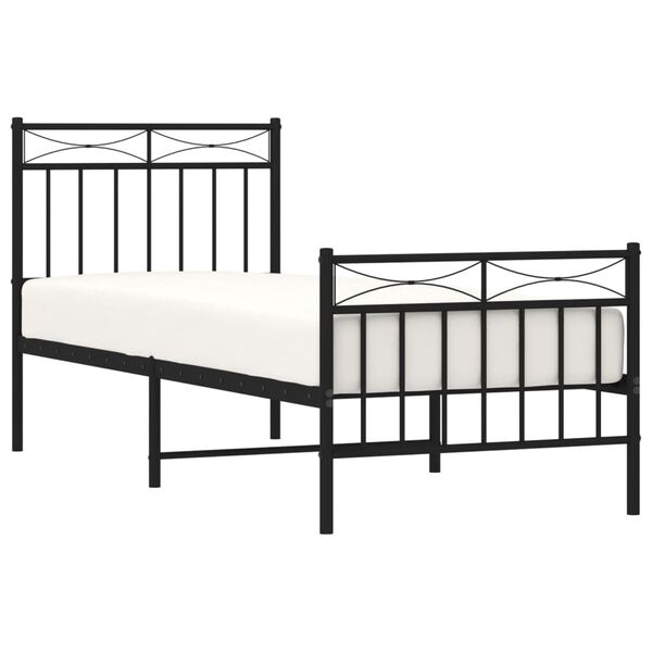 vidaXL Bedframe met hoofd- en voeteneinde metaal zwart 75x190 cm