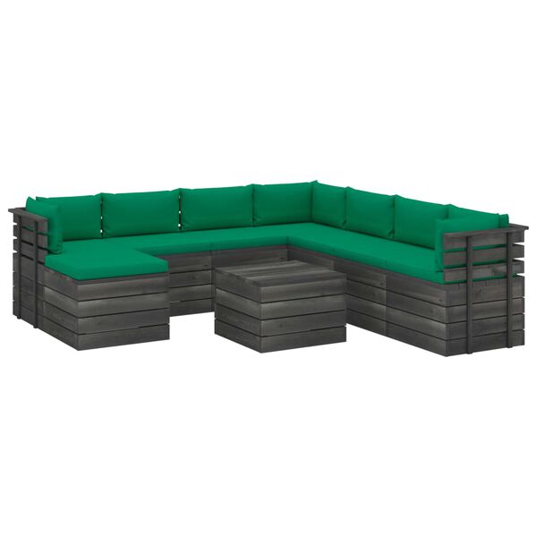 vidaXL 9-delige Loungeset pallet met kussens massief grenenhout