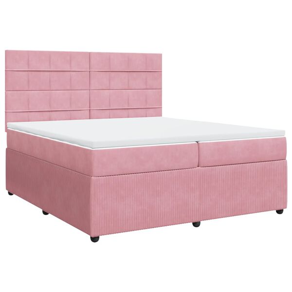 vidaXL Boxspring met matras fluweel roze 200x200 cm