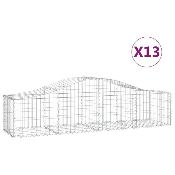 vidaXL Schanskorven 13 st gewelfd 200x50x40/60 cm gegalvaniseerd ijzer