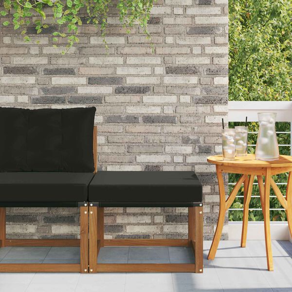 vidaXL Buiten Voetenbank Massief acaciahout en Textilene Stof Naturel