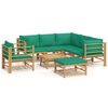 vidaXL 8-delige Loungeset met kussens bamboe groen