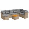 vidaXL 9-delige Loungeset met kussens poly rattan beige