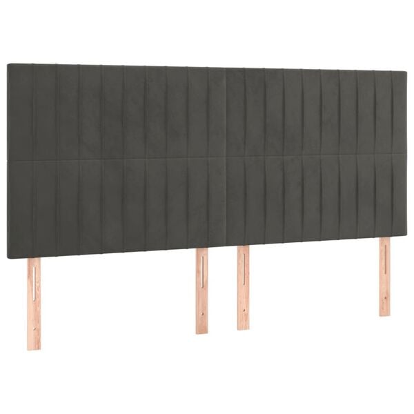 vidaXL Hoofdbord donkergrijs 160x5x118/128 cm Fluweel