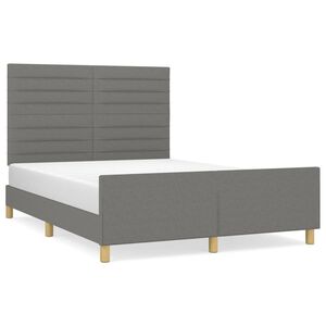vidaXL Bedframe zonder matras stof donkergrijs 140x200 cm