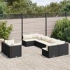vidaXL 9-delige Loungeset met kussens poly rattan zwart