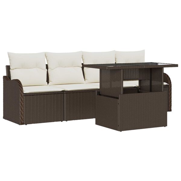 vidaXL Tuin Sofa Set met kussen 5 pcs Bruin 100 x 55 x 73 cm Poly riet