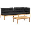 vidaXL 3-delige Loungeset pallet met kussens massief acaciahout