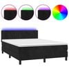 vidaXL Boxspring met matras en LED fluweel zwart 140x200 cm