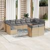 vidaXL 12-delige Loungeset met kussens poly rattan beige
