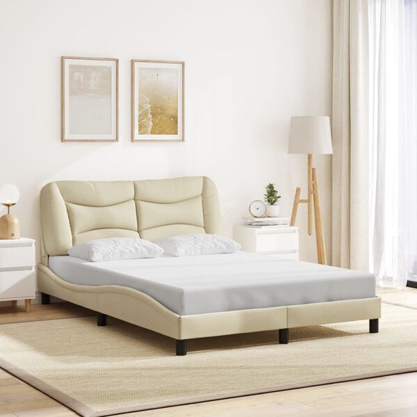 vidaXL Bedframe zonder matras "Hvar" stof cr&egrave;mekleurig 140x200 cm