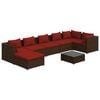 vidaXL 8-delige Loungeset met kussens poly rattan bruin