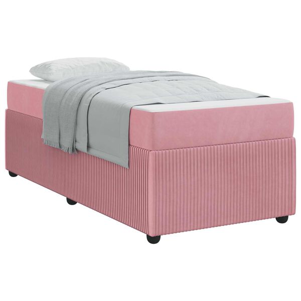 vidaXL Bedframe met matras Roze 90 x 200 cm Stof