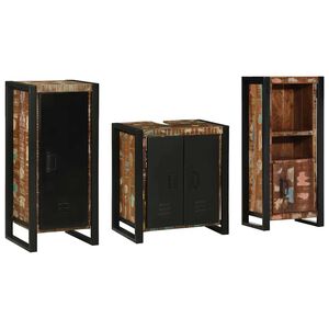 vidaXL Badkamermeubelset met lade 3 pcs Massief Gerecycled Hout