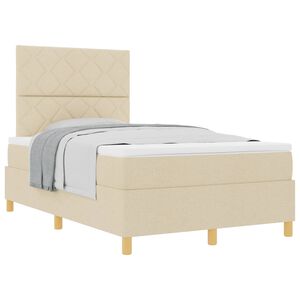 vidaXL Boxspring bed met hoofdeinde Cr&egrave;me 120 x 190 cm Stof