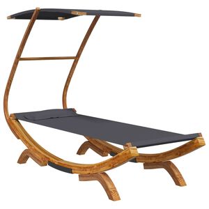 vidaXL Loungebed met luifel 100x190x134 cm gebogen hout antracietkleur