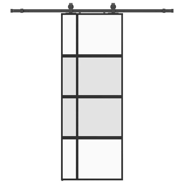 vidaXL Schuifdeur met beslagset 76x205 cm gehard glas zwart