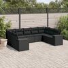 vidaXL 9-delige Loungeset met kussens poly rattan zwart