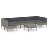 vidaXL 8-delige Loungeset met kussens poly rattan grijs