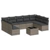 vidaXL 10-delige Loungeset met kussens poly rattan grijs
