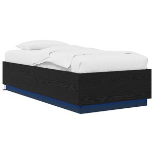 vidaXL Bed Frame met LED Zwart eiken 80 x 200 cm Bewerkt hout
