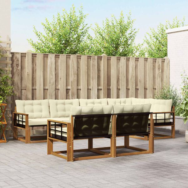 vidaXL Buiten bankenset met kussen 7 pcs Natuurlijk en Cr&egrave;me