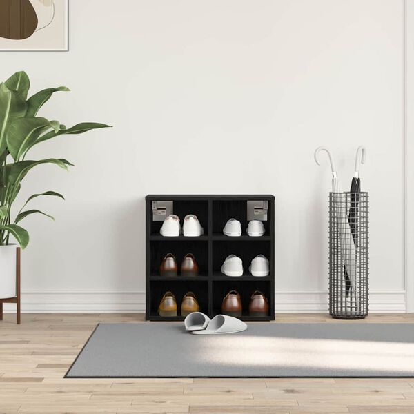 vidaXL Schoenenkast Zwart Eiken 52 x 30 x 50,5 cm Bewerkt hout