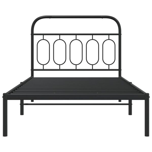 vidaXL Bedframe met hoofdbord metaal zwart 100x200 cm
