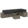 vidaXL 7-delige Loungeset met kussens poly rattan grijs