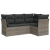 vidaXL 4-delige Loungeset met kussens poly rattan grijs