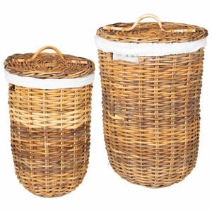 vidaXL Wasmand 2 pcs Bruin Kubu Rattan