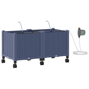 vidaXL Tuin Pot met Irrigatie en Wielen 2 st Grijs 80 x 40 x 43,5 cm