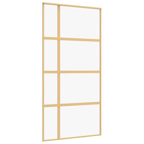 vidaXL Schuifdeur 102,5x205 cm helder ESG-glas en aluminium goudkleur