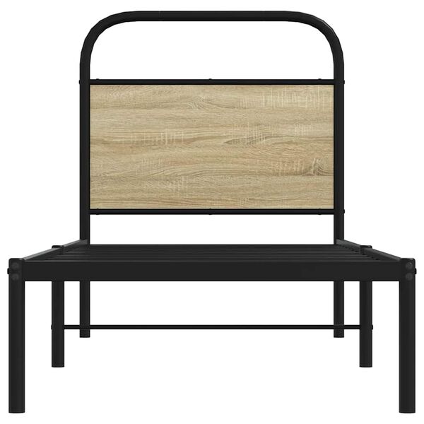 vidaXL Bedframe zonder matras bewerkt hout sonoma eikenkleur 75x190 cm