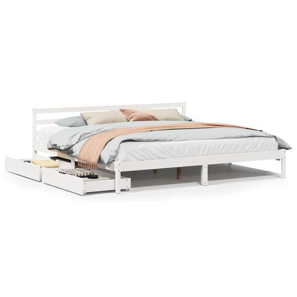 vidaXL Bedframe zonder matras massief grenenhout wit 180x200 cm
