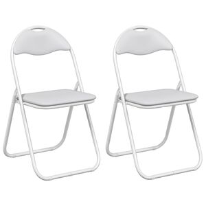 vidaXL Inklapbare stoel 2 pcs Wit en Grijs 48 x 43,5 x 81 cm Nep Leer